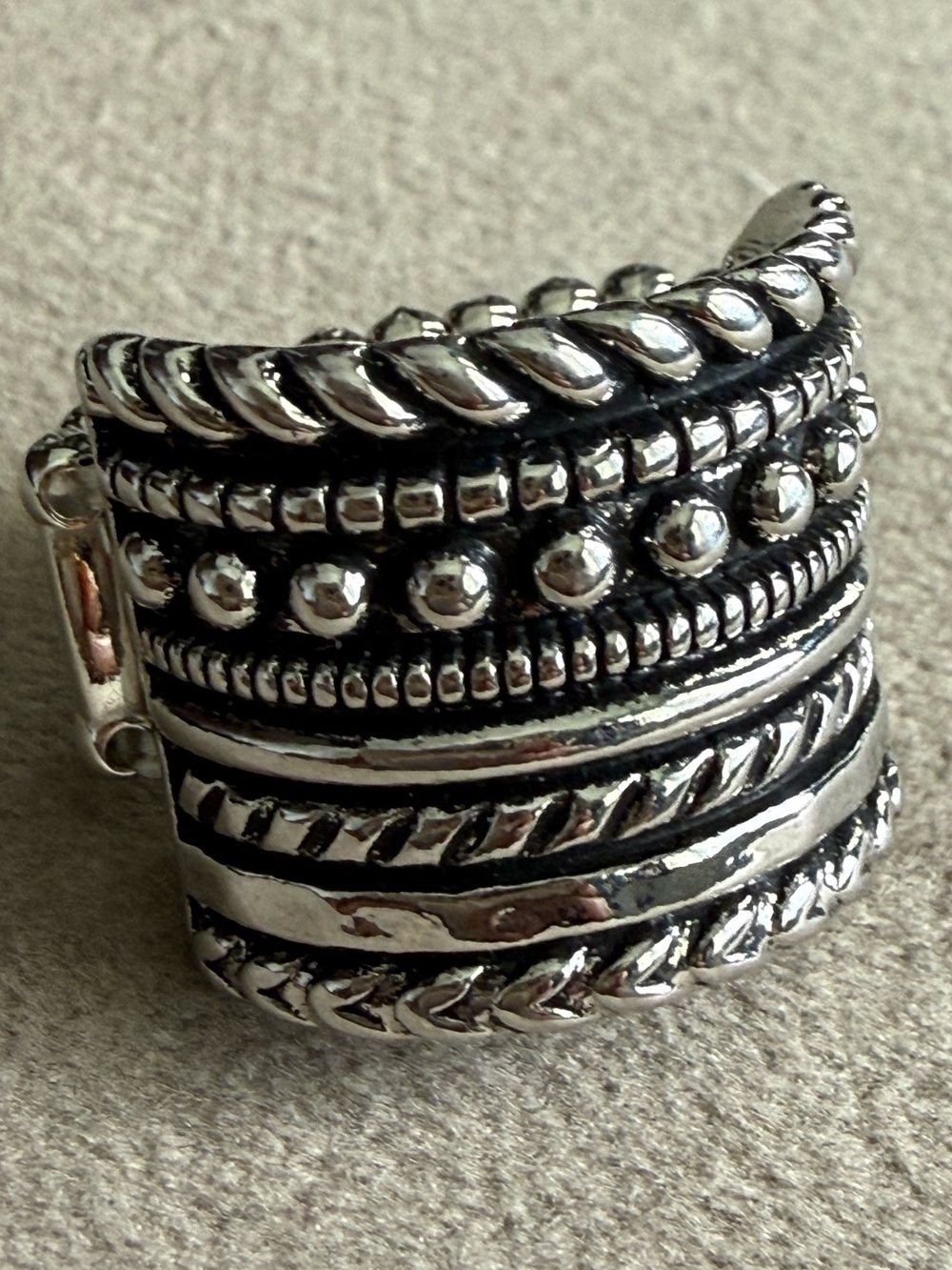 Sterling-Style Multi-Row Silver Band Ring - Silver